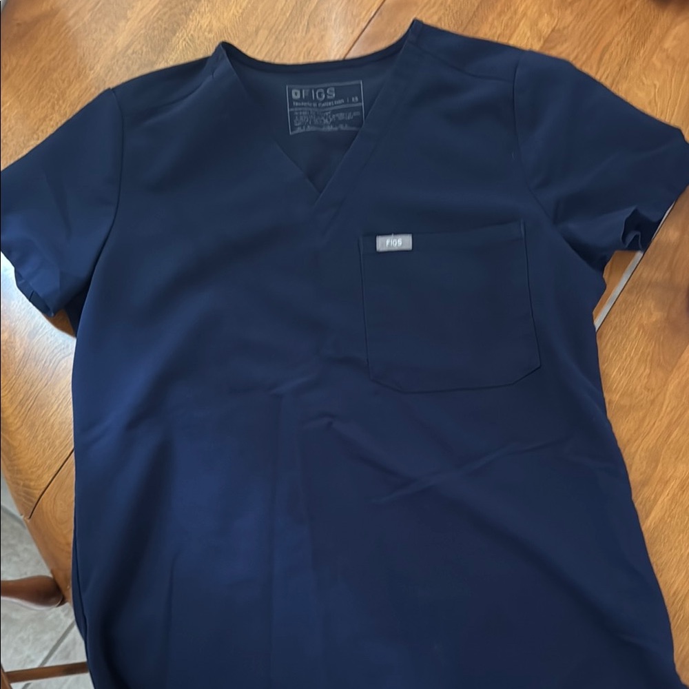 Figs Deep Blue V-Neck Scrub Top